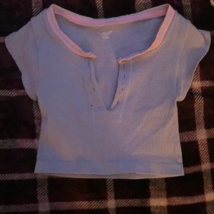 Baby blue cropped T/Pink Collar from Urban Outfitters
